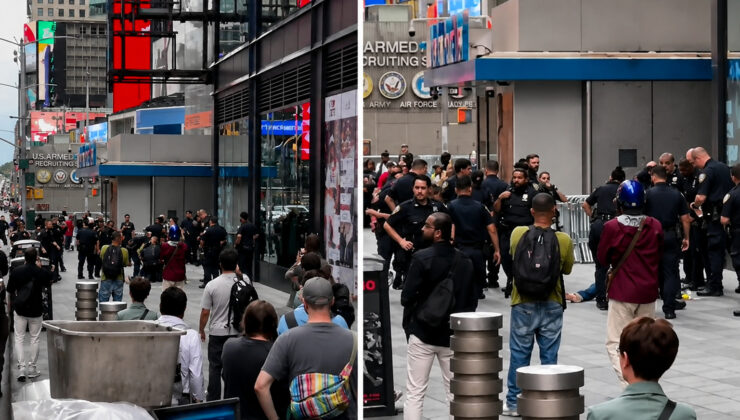 Times Meydanı’nda bıçaklı saldırı: İki kişiyi yaralayan kadın, polis tarafından vuruldu