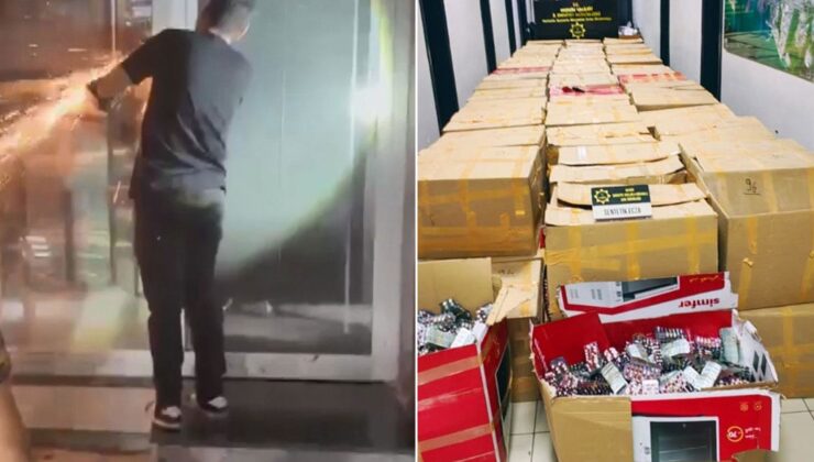 Kapılar kesilerek içeri girildi içerden kolilerce hap çıktı