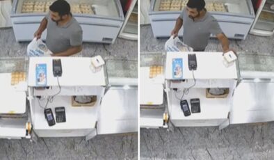 Esenler’de tatlıcı dükkanından sadaka kutusunu çalan şüpheli kamerada