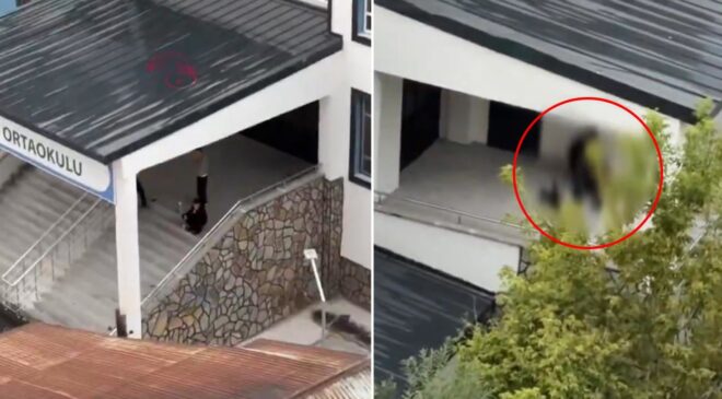 Okulun yanı başında skandal görüntü! Kimseye aldırış etmediler