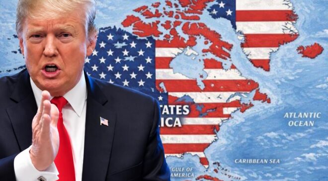 Trump’tan dikkat çeken harita! Kanada, Grönland, Meksika ve Küba ABD toprağı gibi gösterildi