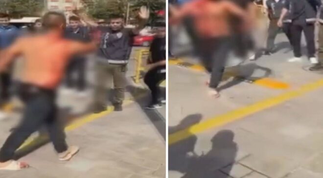 Esenler’de kendini yaralayıp bıçakla polislerin üzerine yürüyen şüpheli kamerada
