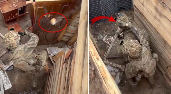 Tatbikatta tehlikeli anlar! El bombası atıldı, askerler kapıda sıkıştı