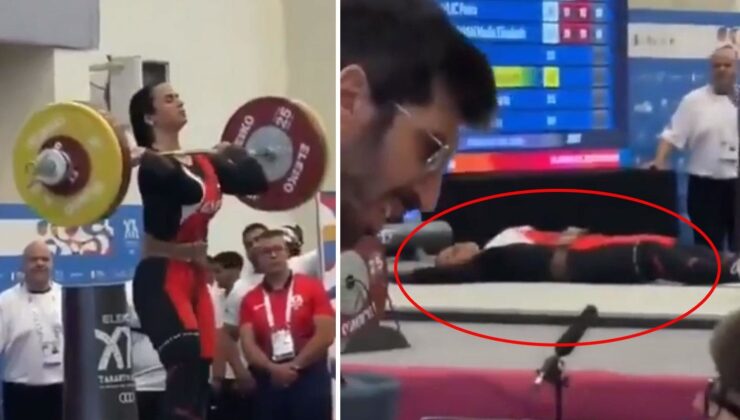Ağırlığı kaldırdıktan saniyeler sonra yere yığıldı! Salonda korku dolu anlar